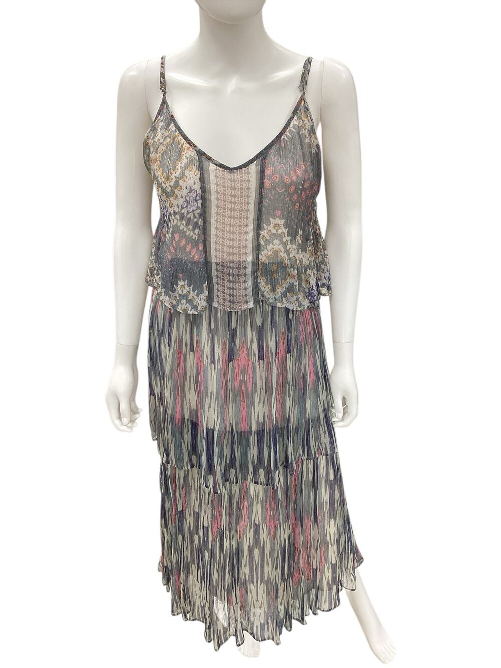Meadow Rue ByAnthropologie Dress Women’s SZ6 Long Lightweight Layered Multicolor